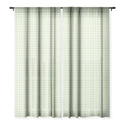 Avenie Grid Pattern Green Single Panel Sheer Window Curtain - Society6 4 Avenie Grid Pattern Green Single Panel Sheer Window Curtain - Society6 - Image 2