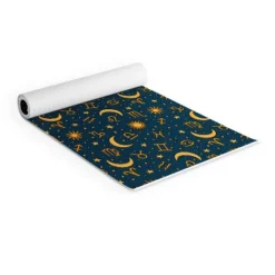 Doodle By Meg Zodiac Sun Star Print Navy (6mm) 70" X 24" Yoga Mat - Society6