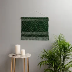 Marta Barragan Camarasa Vintage Emerald Pattern Landscape Fiber Wall Hanging - Society6