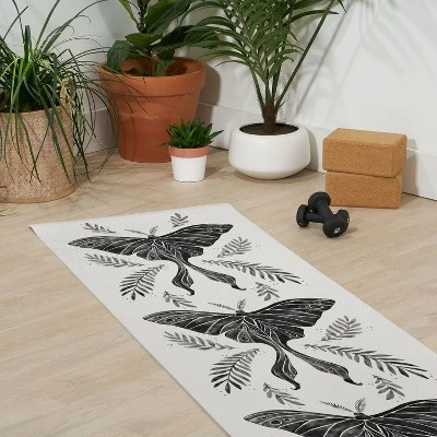 Avenie Luna Moth Black And White (6mm) 70" X 24" Yoga Mat - Society6 4 Avenie Luna Moth Black And White (6mm) 70" X 24" Yoga Mat - Society6 - Image 2