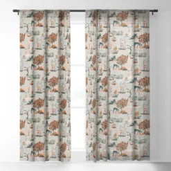 The Whiskey Ginger Cute Playful Animal Pattern I Single Panel Sheer Window Curtain - Society6