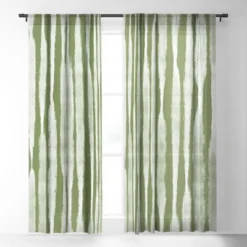 Lane And Lucia Tie Dye No 2 In Green Single Panel Sheer Window Curtain - Society6