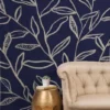 Alisa Galitsyna Navy Blue Patterned Leaves Tapestry - Society6