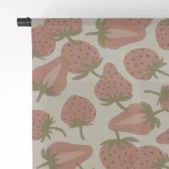 Alisa Galitsyna Strawberry Harvest 50" X 84" Single Panel Sheer Window Curtain - Society 6 -Luxury Bath Up Store GUEST 39c3741f ceb2 451b b617 c65ef1c8f2ac