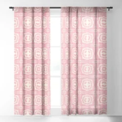 SunshineCanteen Sayulita Pink 50" X 108" Single Panel Sheer Window Curtain - Society6