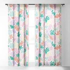 Avenie Matisse Inspired Shapes Pastel Single Panel Sheer Window Curtain - Society6