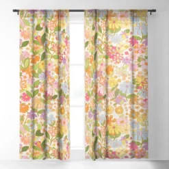 Alja Horvat Nostalgia In The Garden Single Panel Sheer Window Curtain - Society6