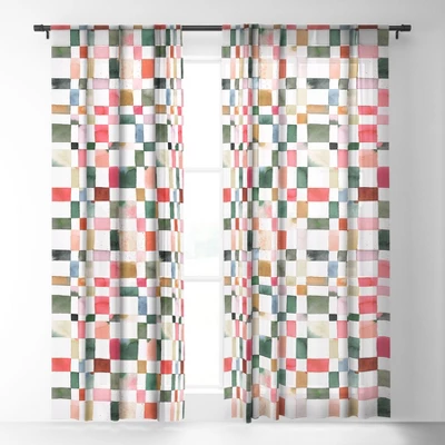 Ninola Design Watercolor Checker Yuletide Single Panel Sheer Window Curtain - Society6 3 Ninola Design Watercolor Checker Yuletide Single Panel Sheer Window Curtain - Society6