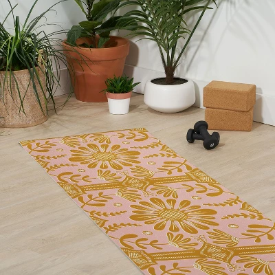 Sewzinski Boho Florals Yellow White Pink (6mm) 70" X 24" Yoga Mat - Society6 4 Sewzinski Boho Florals Yellow White Pink (6mm) 70" X 24" Yoga Mat - Society6 - Image 2