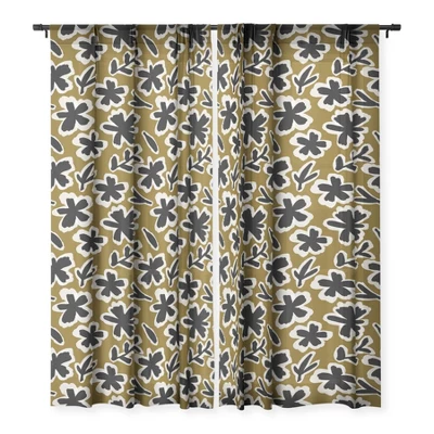 Alisa Galitsyna Florals On Olive Background Single Panel Sheer Window Curtain - Society 6 4 Alisa Galitsyna Florals On Olive Background Single Panel Sheer Window Curtain - Society 6 - Image 2