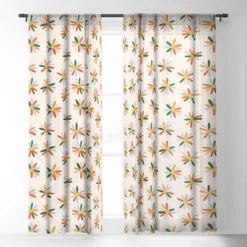 Lane And Lucia Patchwork Daisies Single Panel Sheer Window Curtain - Society6