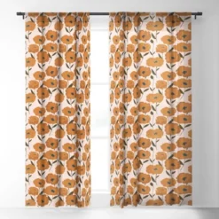Alison Janssen Boho Poppies Single Panel Sheer Window Curtain - Society6