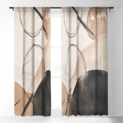 Sheila Wenzel Ganny Minimalist Black Gold Single Panel Sheer Window Curtain - Society6