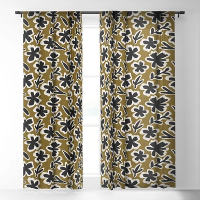 Alisa Galitsyna Florals On Olive Background Single Panel Sheer Window Curtain - Society 6 3 Alisa Galitsyna Florals On Olive Background Single Panel Sheer Window Curtain - Society 6