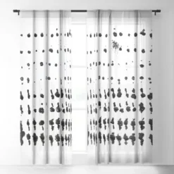 Galleryj9 Medium Dots Pattern Black And White Distressed Texture Abstract Single Panel Sheer Window Curtain - Society6