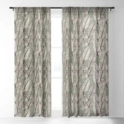 Alisa Galitsyna Tropical Banana Leaves Pattern Single Panel Sheer Window Curtain - Society 6
