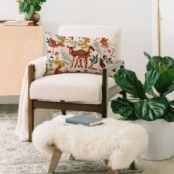 Marta Barragan Camarasa Fawns In The Autumn Forest Oblong Throw Pillow - Society6