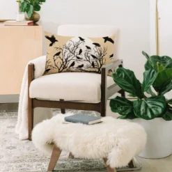 Heather Dutton Ravens Call Natural Oblong Throw Pillow - Society6