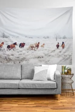 Kevin Russ Winter Horses Tapestry - Society6