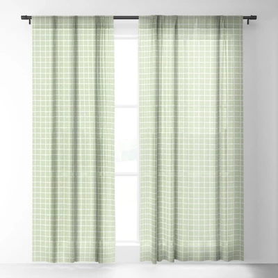 Avenie Grid Pattern Green Single Panel Sheer Window Curtain - Society6 3 Avenie Grid Pattern Green Single Panel Sheer Window Curtain - Society6