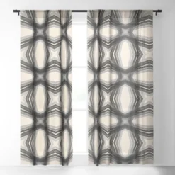 Sewzinski Modern Lines Grays Single Panel Sheer Window Curtain - Society6